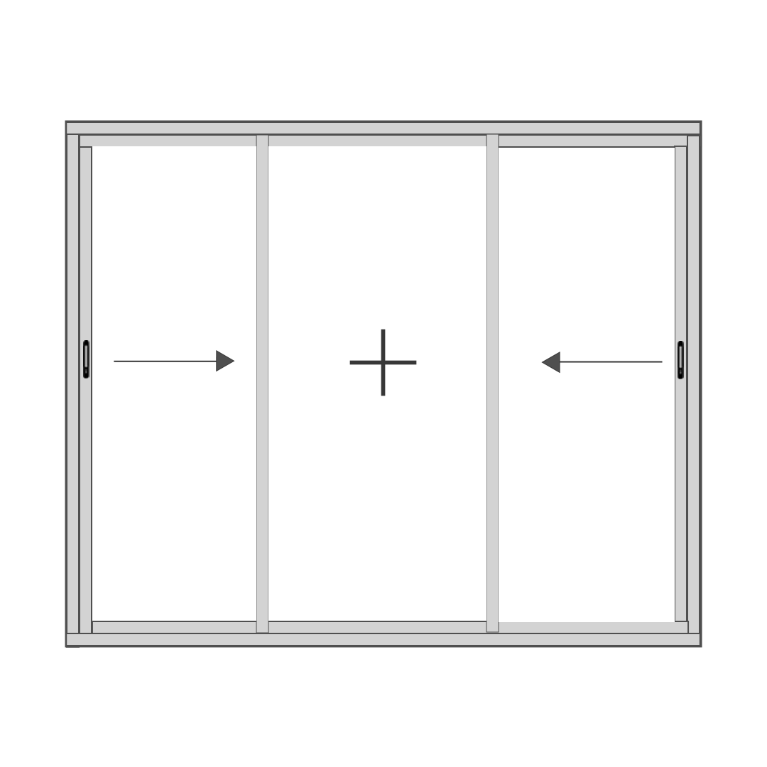 Two Track Sliding Door With Center Fixed